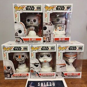 Funko Pop Star Wars Holiday 2022 Snowman Complete set of 5 in Pop Protector READ